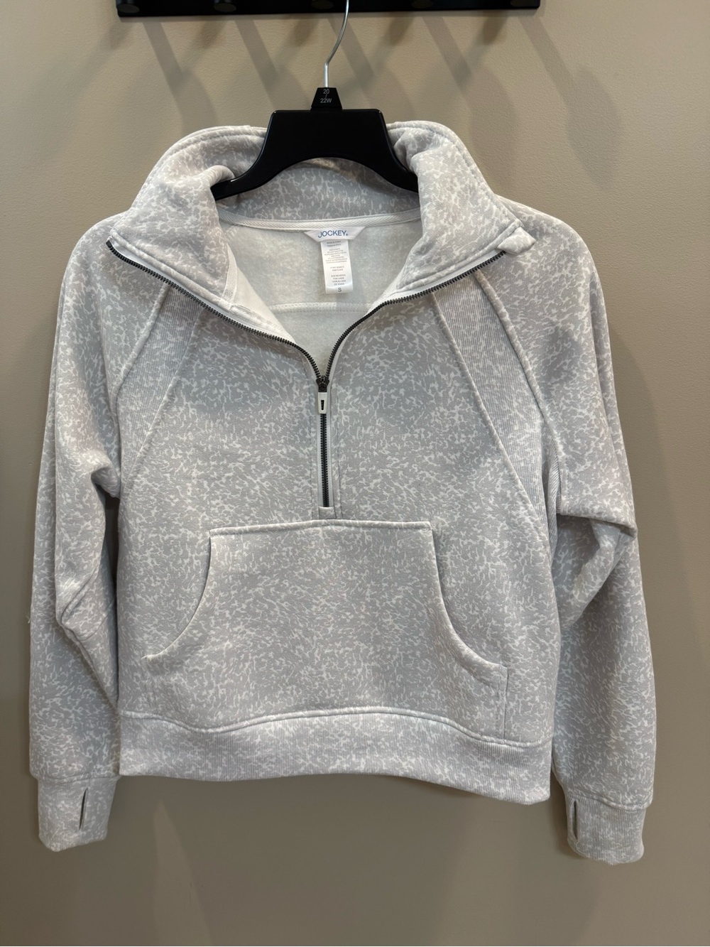 Jockey Light Gray Marled Half-Zip Cowl Pullover Sweatshirt